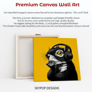 Squirrel Listening to Music Art