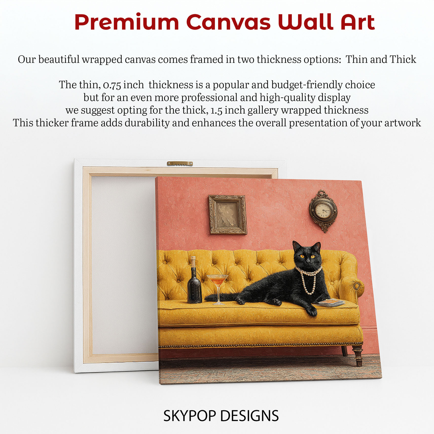 6.jpg Cat Art - Poster or Canvas - Contemporary Glam Bohemian Decor - Living Room Bedroom Game Room Entryway Wall Art - Black Gold Pink Multicolor