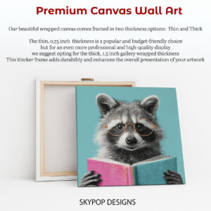 Raccoon Reading Book Art