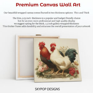 Rooster and Roses Art