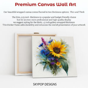 Sunflower Cornflower Bouquet Art