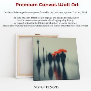 Red Umbrellas in Rain Art