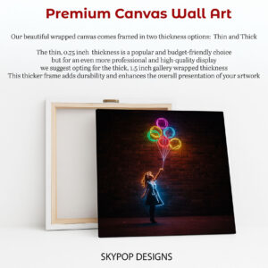 Neon Girl With Balloons Art