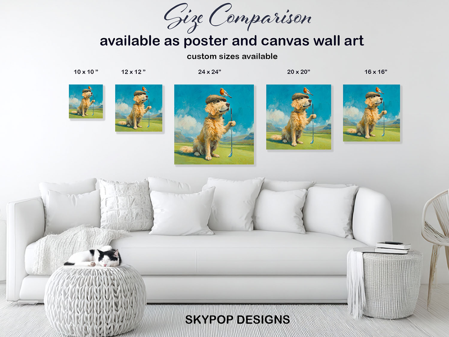 7.jpg Golden Retriever Robin Golf Art