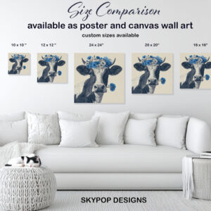 Highland Cow Cornflower Art