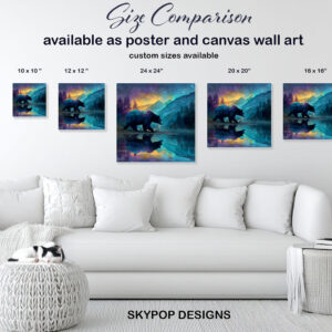 Bear Starry Night Reflection Art