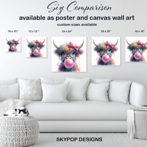 Highland Cow Bubblegum Art