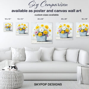 Cosmos Flower Basket Art