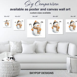 Golfing Snowman Art