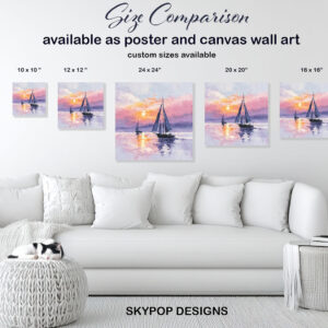 Sunset Sailboats Art
