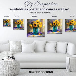 Sunflowers Lavender Vase Art
