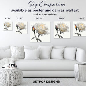 White Rose Dewdrops Art