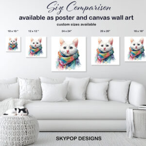 Cat Scarf Watercolor Art