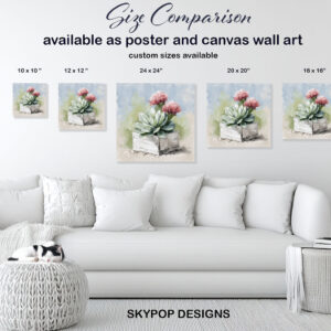 Succulent and Pink Flower Pot Art