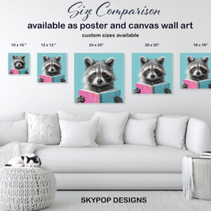 Raccoon Reading Book Art