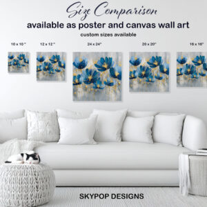 Blue Floral Gold Art