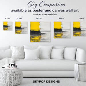 Geometric Yellow Black Abstract Art