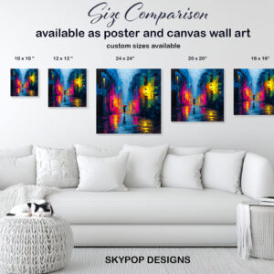 Rainy Night Cityscape Art
