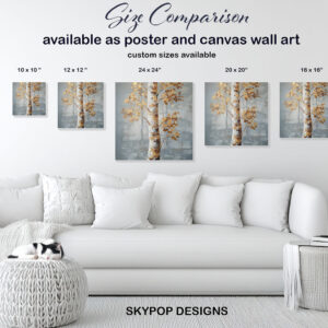 Golden Birch Tree Art