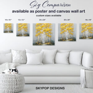 Golden Birch Forest Path Art