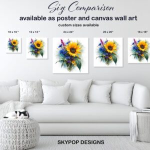 Sunflower Cornflower Bouquet Art