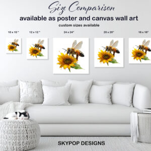Bee Sunflower Art