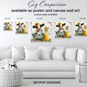 Highland Cow Sunflower Art