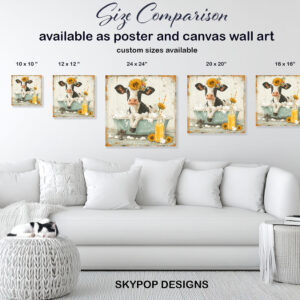 Highland Cow Bath Time Art