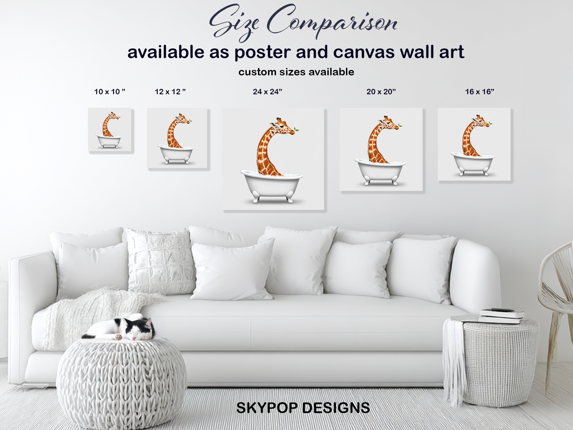 7.jpg Giraffe Bath Time Art