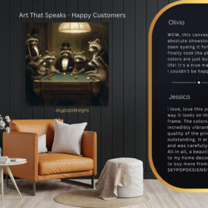 Raccoon Playing Pool Art