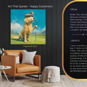 Golden Retriever Robin Golf Art