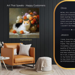 Cat Chrysanthemum Art