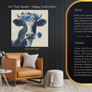 Highland Cow Cornflower Art