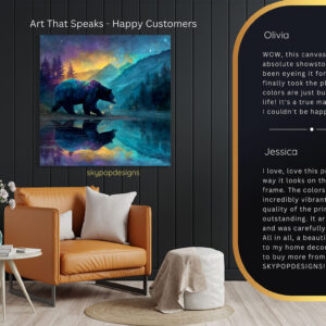 Bear Starry Night Reflection Art