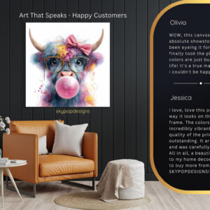 Highland Cow Bubblegum Art