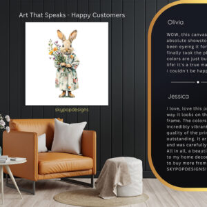 Bunny Holding Flowers Art