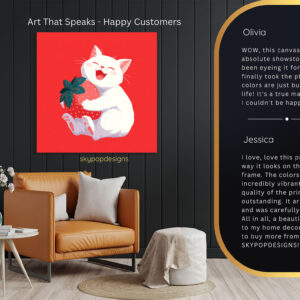 Cat Strawberry Hug Art