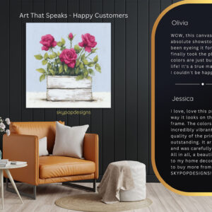 Pink Roses Wooden Crate Art