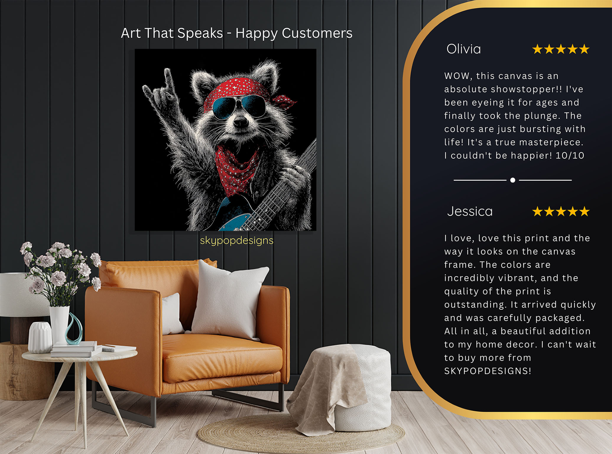 8.jpg Raccoon Guitarist Art