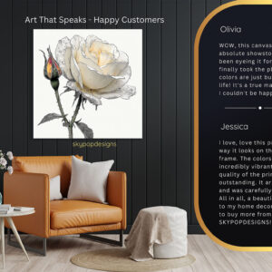 White Rose Dewdrops Art