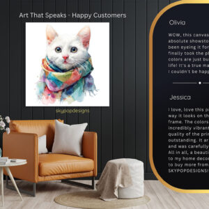 Cat Scarf Watercolor Art