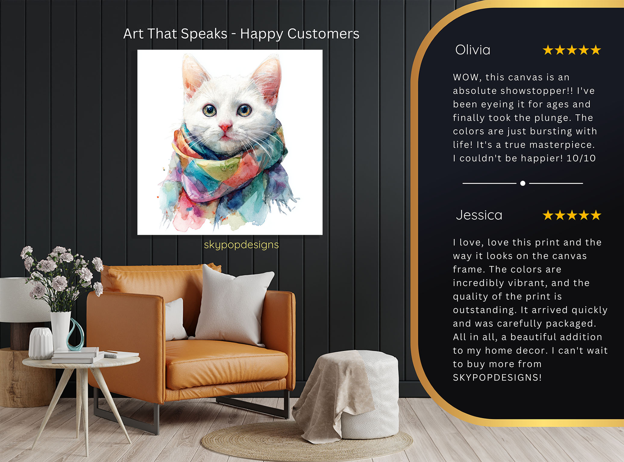 8.jpg Cat Scarf Watercolor Art