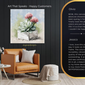 Succulent and Pink Flower Pot Art