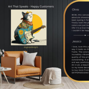 Groovy Guitar Cat Art