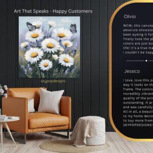 Daisy Field Butterfly Art