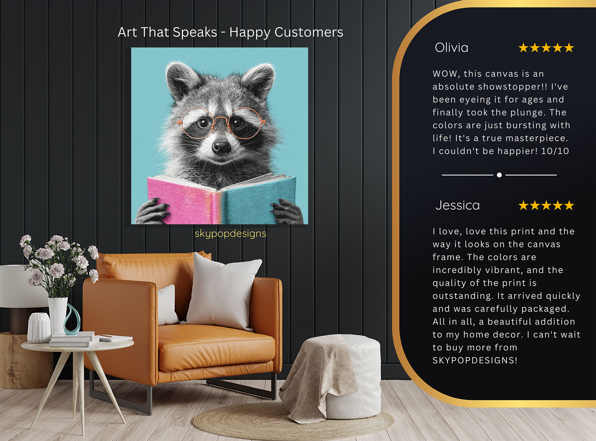 8.jpg Raccoon Reading Book Art