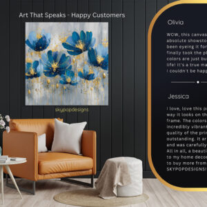 Blue Floral Gold Art