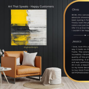 Geometric Yellow Black Abstract Art