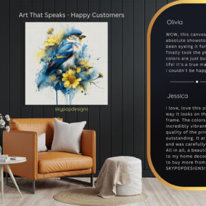 Bluebird and Golden Bloom Art