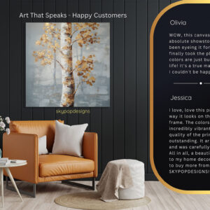 Golden Birch Tree Art